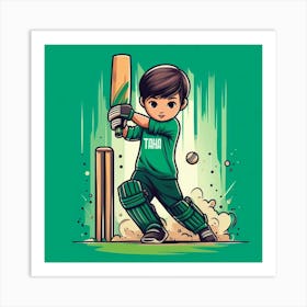 Cricket Player Playing Cricket Art Print