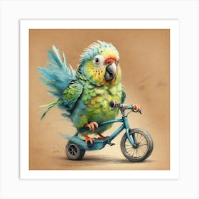 Parrot On A Bike 2 Art Print