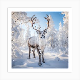 Reindeer In The Snow Art Print