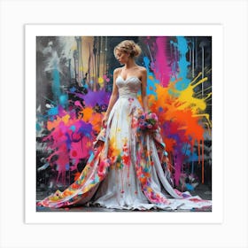 Bride With Paint Splatters Art Print