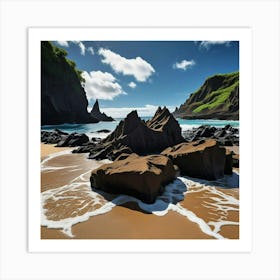 Rocks On The Beach Art Print