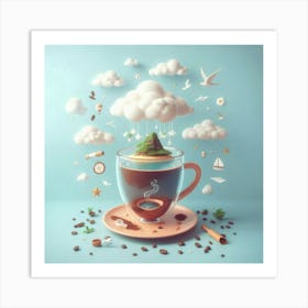 Coffee Cup With Clouds 1 Art Print