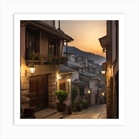 Chinese Old Town At Sunset Art Print