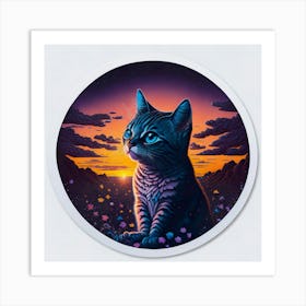 Cat Colored Sky (84) Art Print