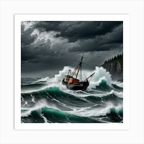 The Trawler's Battle: Ocean Fury Unleashed Art Print