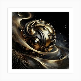 Abstract Gold Sphere Art Print