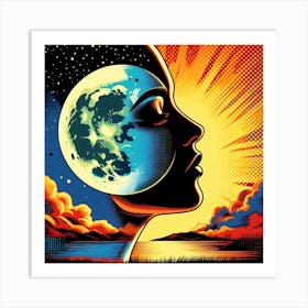 Moon And The Sun Exposure - Creative Illustration Poster