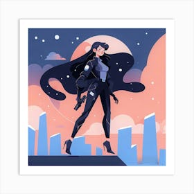 Futuristic Girl Art Print