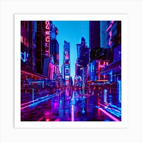 Augmented Reality Interface Holographic Elements Cascading Over A Bustling Cityscape At Dusk Neon 789043003 (3) Art Print