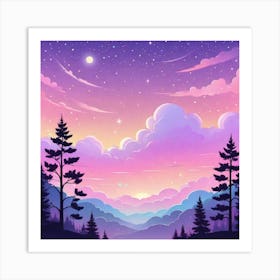Sky With Twinkling Stars In Pastel Colors Square Composition 183 Art Print