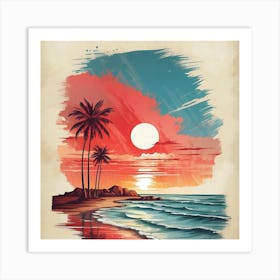 Sunset At The Beach Art Print