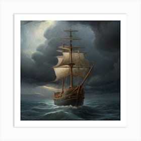 Ship In Stormy Sea.7 Art Print