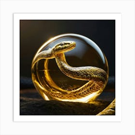 Snake In Glass Ball 1 Art Print