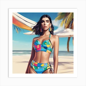 dua lipa colourful art print portrait 8 Art Print