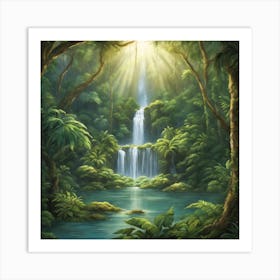 Waterfall In The Jungle Art Print