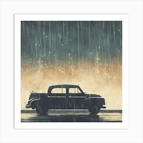 Old Car In The Rain Art Print