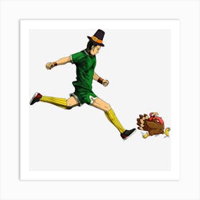 Soccer Player Thanksgiving Day Funny Turkey Fall Autumn Art Print