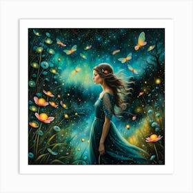 Girl In The Forest Art Print