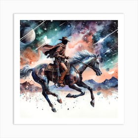 Watercolor Cowboy Painting 1 Art Print