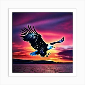 Bald Eagle At Sunset Art Print