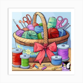 Basket Of Yarn Art Print