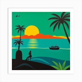 Sunset At The Beach Art Print