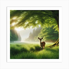 Deer In The Forest 4 Art Print