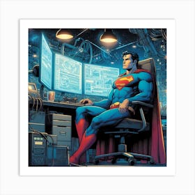 Superman In The Office Art Print