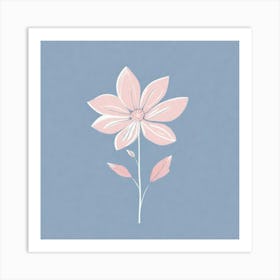 A White And Pink Flower In Minimalist Style Square Composition 607 Art Print