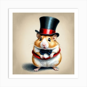 Hamster In Top Hat 8 Art Print