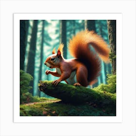 Red Squirrel In The Forest 45 Art Print