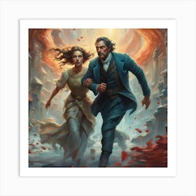 Man And A Woman Running Art Print