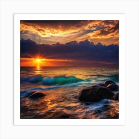 Sunset Over The Ocean 120 Art Print