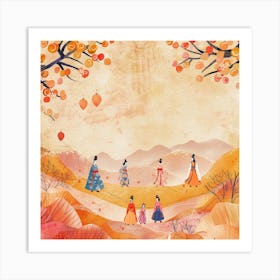 Chuseok Themed Banner Texture With Hanbok Design 1718398756 2 Art Print