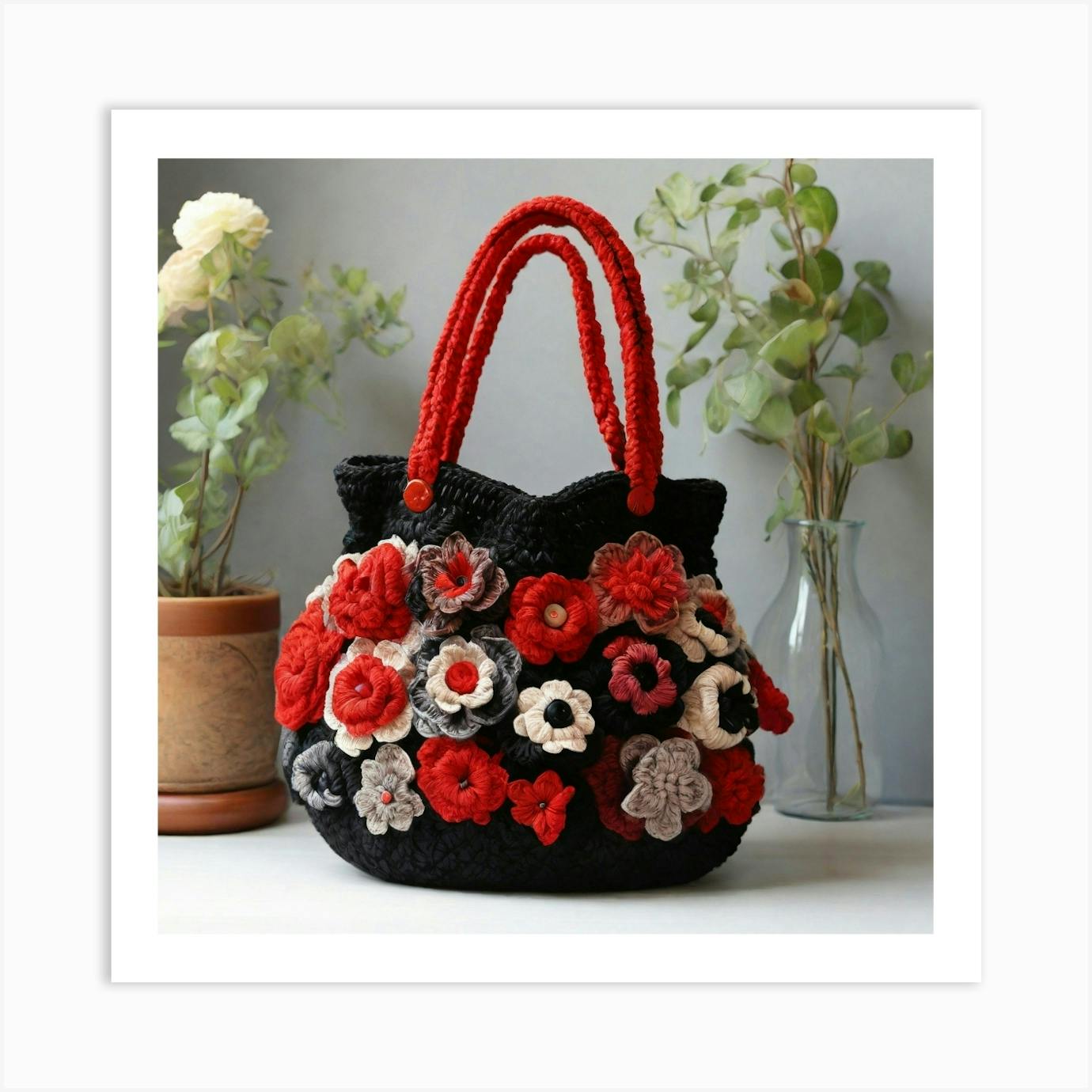 Crochet bag, Flower-shaped bag, Pattern No19, in both UK and US crochet  terms