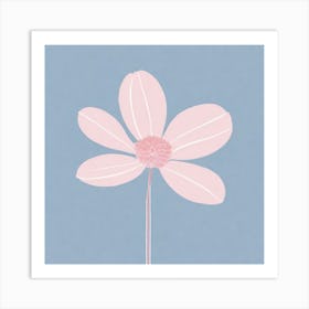 A White And Pink Flower In Minimalist Style Square Composition 43 Art Print