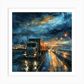 Truck At Night Art Print