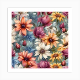 Seamless Floral Pattern 2 Art Print