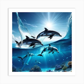 Dolphins In The Ocean 1 Art Print