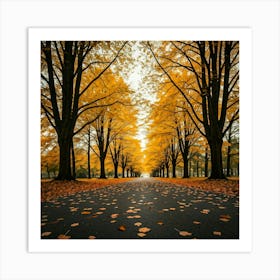 Autumn Leaves On The Road Art Print