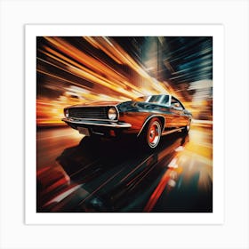 Classic Car At Night Art Print