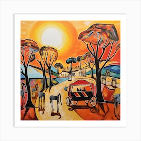 Sunset In Africa Art Print