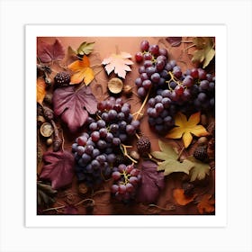 Autumn Leaves And Grapes 3 Art Print