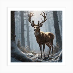 Deer In The Woods 41 Art Print