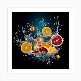 Splashing Oranges Art Print