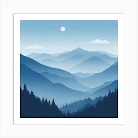 Misty mountains background in blue tone 95 Art Print