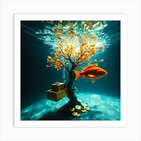 Goldfish In The Water Art Print