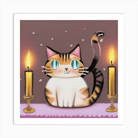 Cat With Candles 1 Art Print