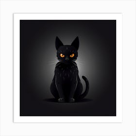 Black Cat With Yellow Eyes Art Print