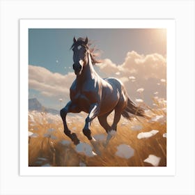 Horse In The Grass Art Print